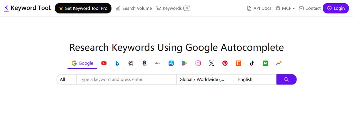 Keyword Tool官网首页截图